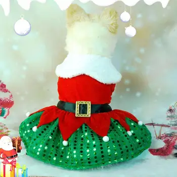 Pet Božič Obleko Praznično Božiček Obleko Gor Krilo za Božič Ljubljenčka Psa Počitnice Stranka Udobno Sijoče Bleščica Zlati