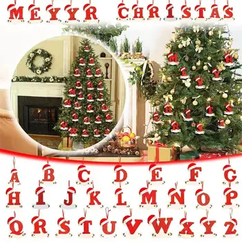 26 Pismo Božič Obesek Leseni Poslikani Christmas Tree Okraski Visi Rojstni dan Dekoracijo Za Dom Otroci Igrače Darilo Y0L7