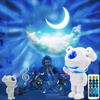 Bluetooth Astronavt Galaxy Projektor Noč Svetlo Zvezdnato Nebo Luna Spalnica Glasbe Luči z Daljinskim upravljalnikom Star Lučka Doma Dekor