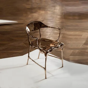 Preprost sodobni oblikovalec baker naslonjalo stola Ustvarjalne Villa Hotel fotelj kovinski jedilni stol doma