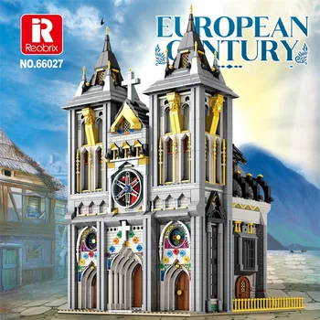 Reobrix 66027 Evropske Stoletja Cerkve Modularni Mesto Street View Serije Puzzle Zbiranja Igrač Gradniki Fant Darilo