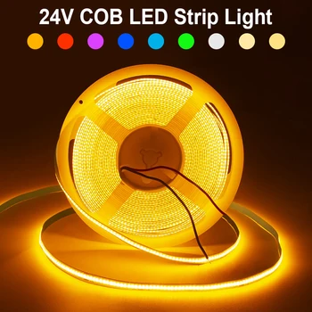 24V COB LED Trak Svetlobe, 8 mm 320LEDs/m Prilagodljiv Trak Diod Visoko Gostoto COB Traku Svetilka RA 90 Za Notranjo Dekoracijo Razsvetljavo