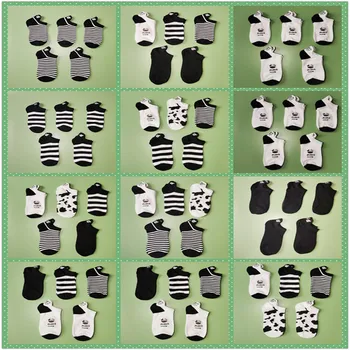 5 parov vezenje črno-belo kravo nogavice ženske ins plima nogavice, ženske nogavice Harajuku prugasta nogavice, bombažne nogavice