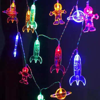 6M 40 LED Astronavt Astronavt Raketa Pravljice Luči Božič Garland Niz Luči Za otroško Sobo, Otroci, Otroška Soba Dekor