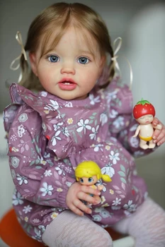 NPK 24 palca Newborn Baby Toddler Lutka Prerojeni Lottie Princesa Dekle Veren Soft Touch 3D Kože Umetnosti Lutka z Roko Korenine Las 0