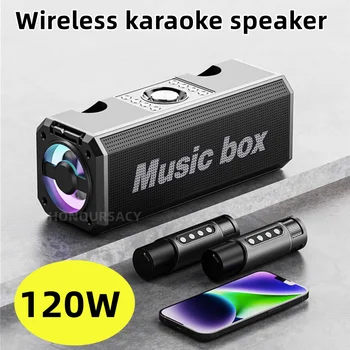 Prenosni 120W High Power Doma KTV Audio Set Karaoke Pralni Brezžična tehnologija Bluetooth Zvočniki HI-FI Stereo Subwoofer Caixa De Som