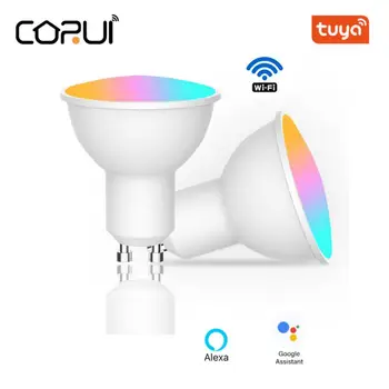 CORUI Tuya WIFI GU10 GU5.3 Pozornosti Smart Žarnice, 6W RGB+CW Sijalka App Remote Control Delo Z Alexa googlova Domača stran