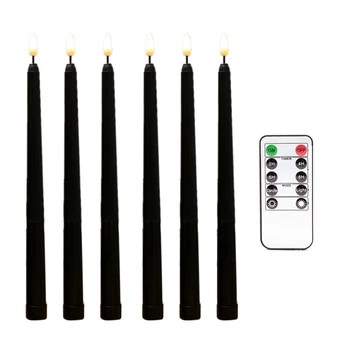 6Pcs Brezplamensko Črna Sveča Sveče Utripa Z 10-Tipka Timer Remote, Baterija Upravlja LED Svečnikov Okno Sveče 0