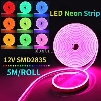12V LED Neon Light Svetlo Silikonski Prilagodljiv Trak 2835 DIY Oblikovan Nepremočljiva Dekor Lučka za Osvetlitev pri avtomobilih Spremembe Trgovina Znak