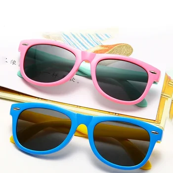 Novo Polarizirana Otroci sončna Očala Kvadratni Silikonski Prilagodljiv Otrok Fantje Dekleta sončna Očala Baby Odtenki Očala UV400 Oculos 0