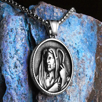 Sveti Jezus Križ Močan Amulet Moške Ogrlice Iz Nerjavečega Jekla Obeski Verige Ženske Vintage Nakit Dodatki Darila Na Debelo