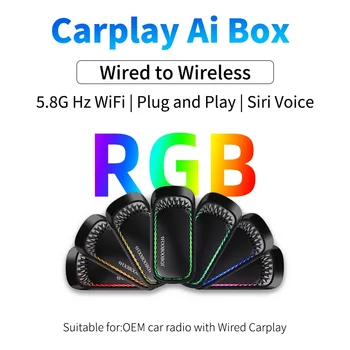 RGB Pisane Carplay Brezžični vmesnik Smart AI Okno Avtomobila OEM Žično Carplay Do Brezžičnega Carplay USB Ključ Avtomobila Igrajo Plug and Play