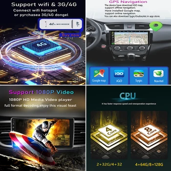 Avto Android 13 Za Ford Fiesta Mk 6 2009 - 2018 NE 2 Din Navigacija GPS Carplay Autoradio Stereo Multimedijske Vodja Enote Radio DVD 1
