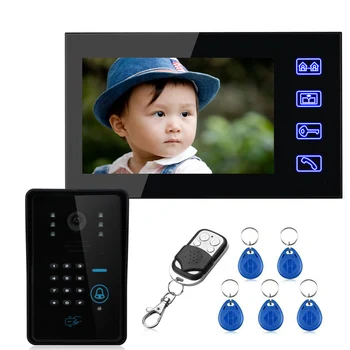 7-Palčni Barvni Inteligentne Video Vrata Telefon Interkom Sistem 1 Nepremočljiva Vrata Bell Fotoaparata 1 Zaslon 1