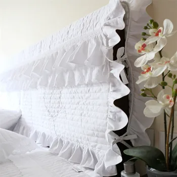 Vrh Romantično Princesa posteljo vzglavja kritje poroko dekorativni Čipke blazine pokrov Elegantno Ruffle design postelja vodja odbora brisačo Prodaje 1