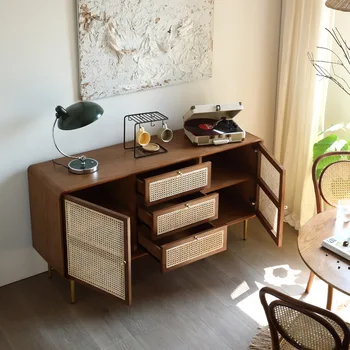 Masivnega lesa jedilnico kabinet, gospodinjski spalnica TV omara, Nordijska predal, rattan shranjevanje kabinet, večnamensko retro 2