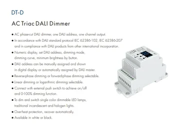 DT-D 100 -240 Triac DALI Dimmer 150-360W, Da Dim in Stikalo za Eno Barvo, Zatemniti Lučka Tradicionalne Žarnice, Halogenske Svetlobe 2