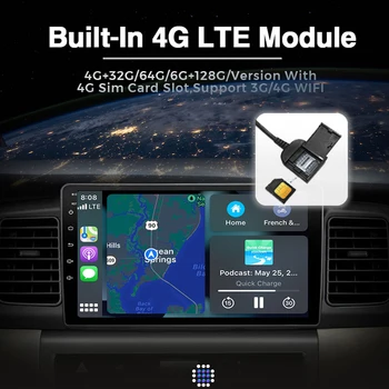 360 Panoramska Kamera 8+128G 720P Android 11 Avto Multimedijski Predvajalnik Za Toyota Avalon 2006-2011 4G LTE GPS Radio Stereo Bluetooth 2
