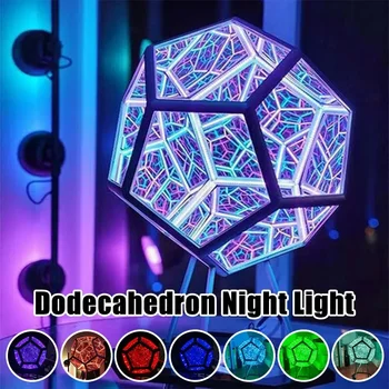 LED Nočna Lučka Vzdušje Božič luči za Dom, pisarne Dekoracijo Otroke Darila 3D Art Kul Neskončno Dodecahedron 3