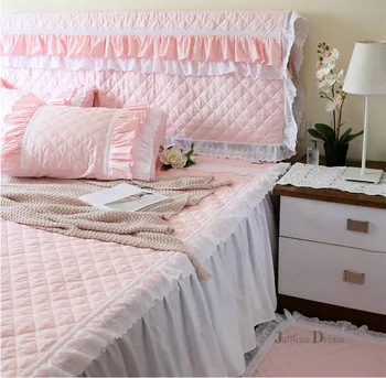 Vrh Romantično Princesa posteljo vzglavja kritje poroko dekorativni Čipke blazine pokrov Elegantno Ruffle design postelja vodja odbora brisačo Prodaje 3