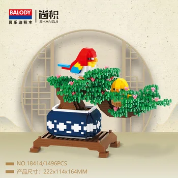 Balody Kitajske Kulture Posajenih Rastlin Mikro gradniki Magpie Modre In Bele Porcelanaste Mini Opeke Igrača za Dom Okrasite 4