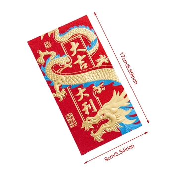 Pomladni Festival Za Paketni Prenos Risanke Rdeče Ovojnice Kitajski Zodiak Srečo Vreča Denarja Papir Zmaj Leto Žep Pakete 2024 Torbici 5